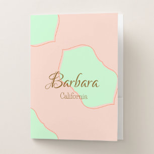 Orange green pastel boho add name place rustic ele pocket folder