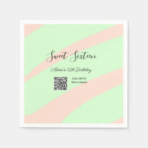 Orange green pastel QR Sweet sixteen birthday Napkins