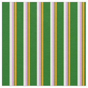 Orange, Green, Plum, White & Dark Green Colored Fabric