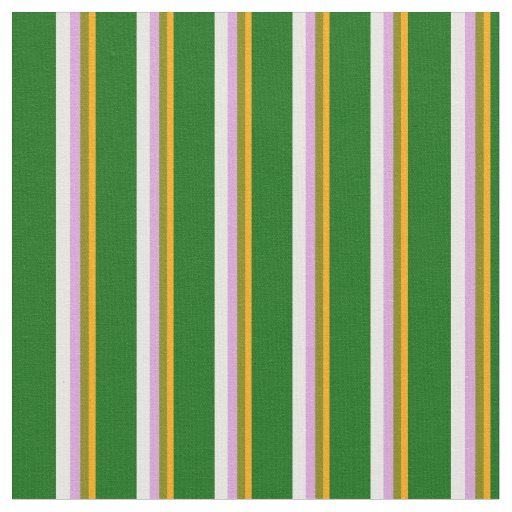 Orange, Green, Plum, White & Dark Green Colored Fabric