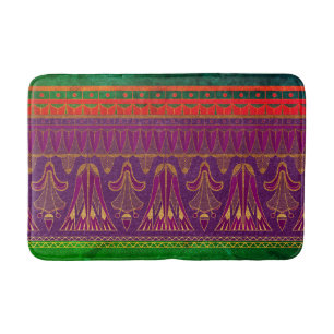 Orange green purple bohemian gipsy soul accent bath mat