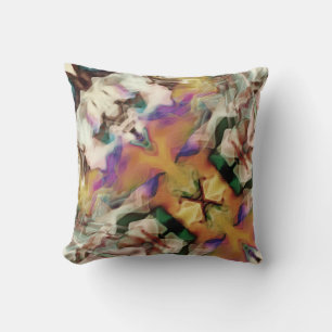Orange Green Purple Tan Beige Diagonal Abstract Throw Pillow