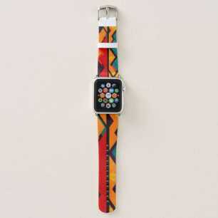 Orange green red African print Apple Watch Band