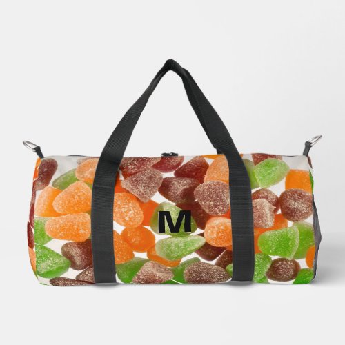 Orange green red gum candy sprinkle sugar Monogram Duffle Bag