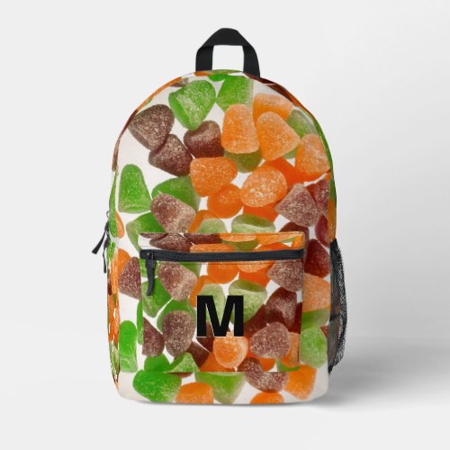 Orange green red gum candy sprinkle sugar Monogram Printed Backpack