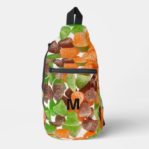 Orange green red gum candy sprinkle sugar Monogram Sling Bag