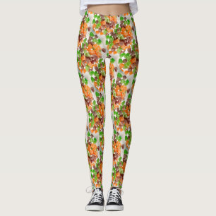 Orange green red gum candy sprinkled sugar pattern leggings