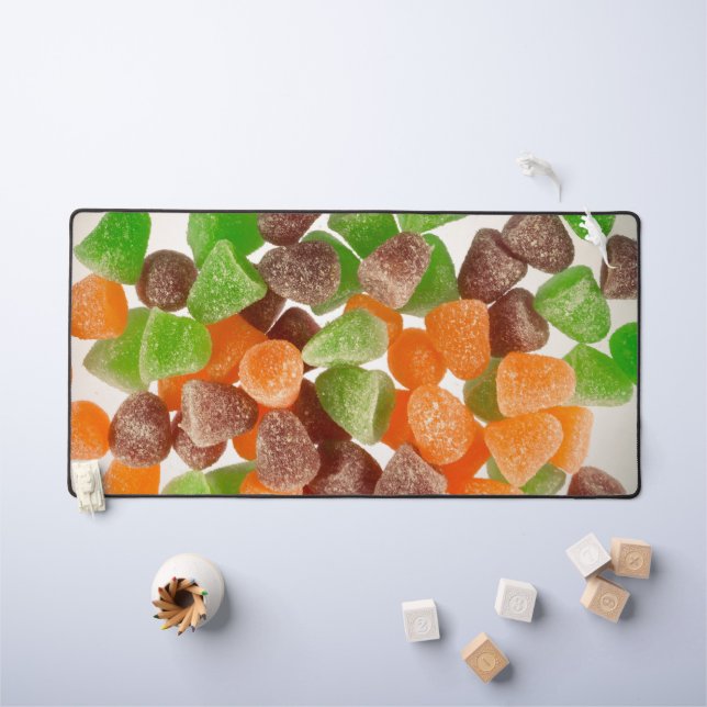 Orange green red gum candy sprinkled with sugar desk mat (Kids Table)