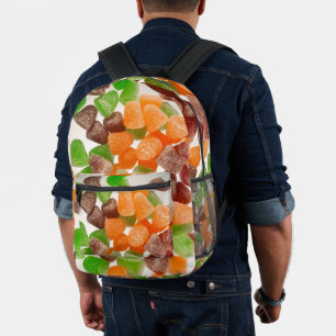 Orange green red gum candy sprinkled with sugar printed backpack