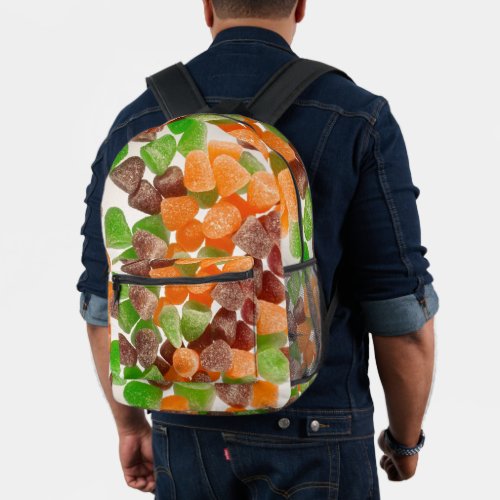Orange green red gum candy sprinkled with sugar printed backpack