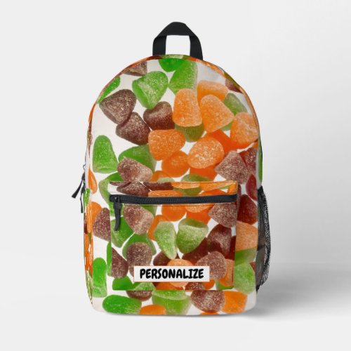 Orange green red gum candy sugar Custom text Printed Backpack