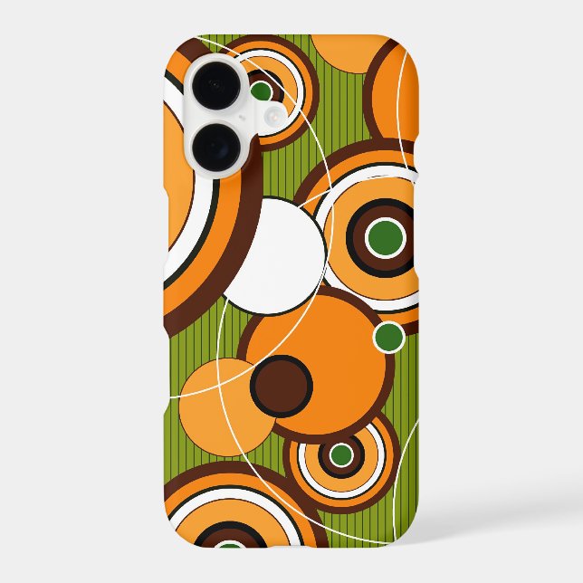 Orange Green Retro 70's Mod Funky Abstract Circle Case-Mate iPhone Case (Back)