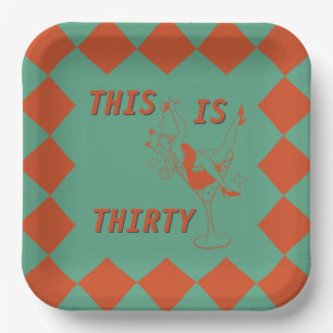 Orange & Green Retro Chic 30th Birthday Party Paper Plates