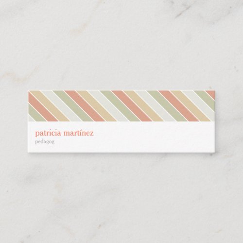 Orange green retro venties stripes pattern mini business card