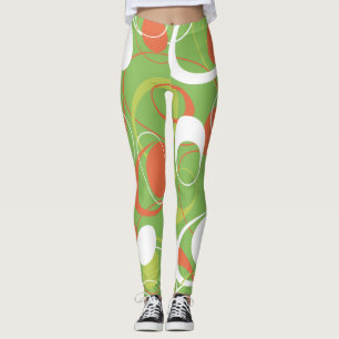 Orange & Green Saturn Rings Leggings