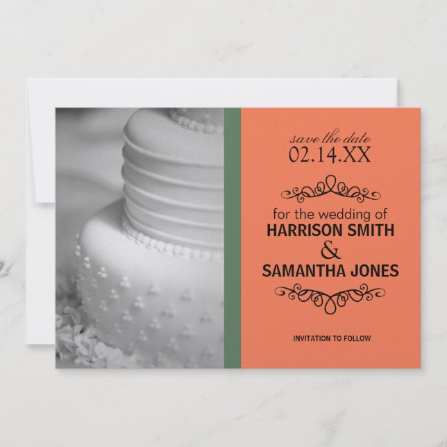 Orange & Green Save the Date Wedding Announcements (Front)