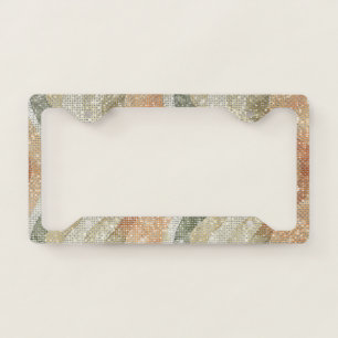 Orange Green Seventies Vibe Abstract Sparkle License Plate Frame
