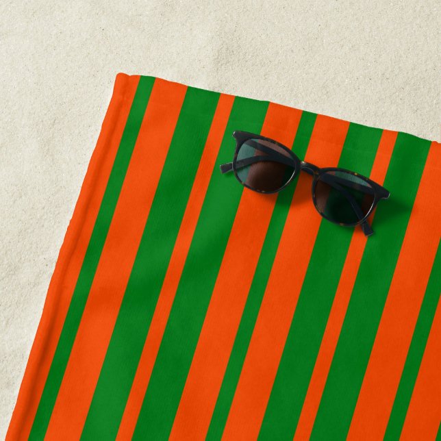 Orange Green Stylish Stripes Pattern Design  Beach Towel (Creator Uploaded)