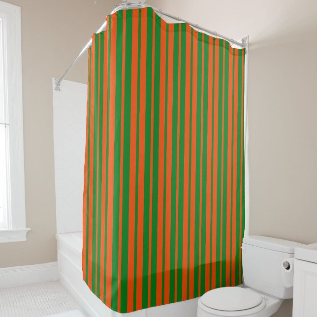 Orange Green Stylish Stripes Pattern Design  Shower Curtain (Creator Uploaded)