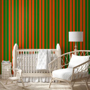 Orange Green Stylish Stripes Pattern Design Wallpaper