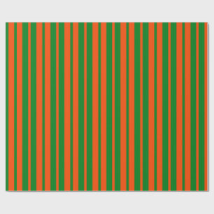 Orange Green Stylish Stripes Pattern Design  Wrapping Paper