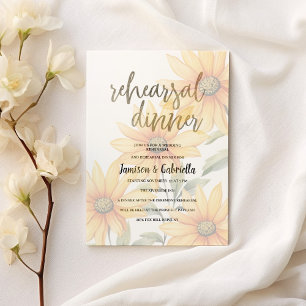 Orange green sunflower floral Rehearsal Dinner Invitation