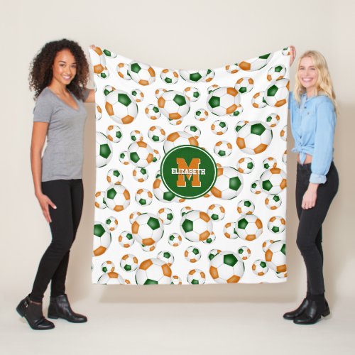 orange green team colors girls boys sporty soccer fleece blanket