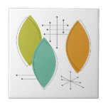 Orange Green Tuquoise Surfboard Shapes Mid Century Ceramic Tile<br><div class="desc">This funky mid century modern ceramic tile,  with it's turquoise,  green,  and orange ornament shapes and black starbursts,  will add a splash of color to your tiling project or as an accent piece.</div>