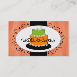 Orange Green Wedding Cake Bakery Business Cards