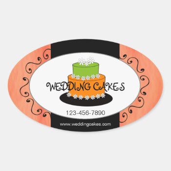 Orange Green Wedding Cake Bakery Product Sticker by CoutureBusiness at Zazzle