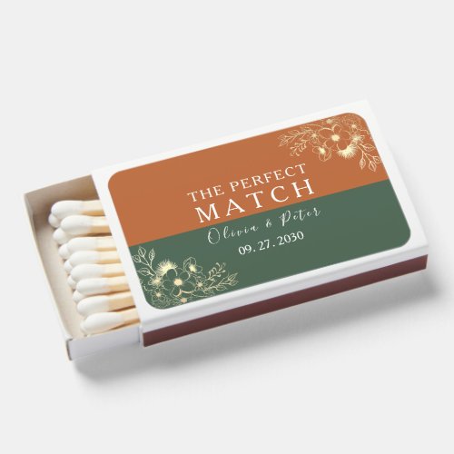 Orange Green Wedding Favor Matchboxes