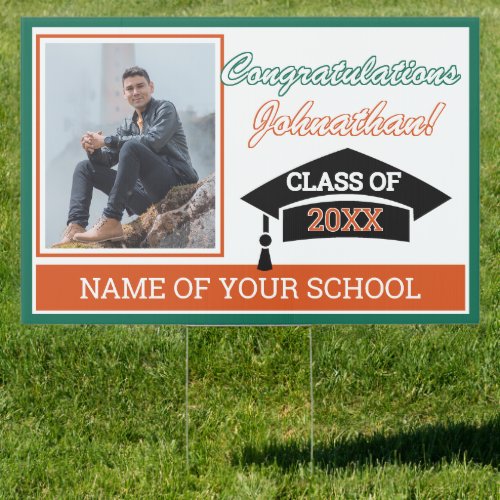 Orange Green White Black Congratulations Grad Sign