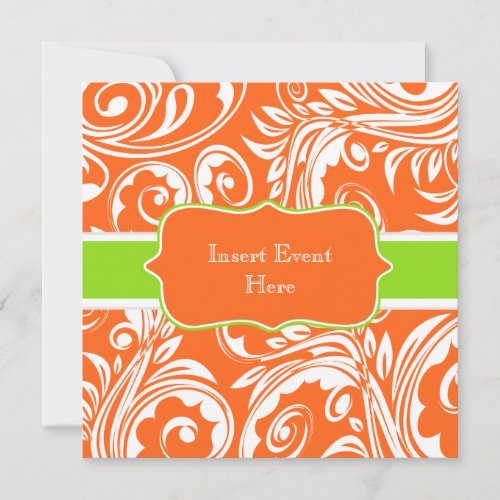Orange green white engagement wedding invites