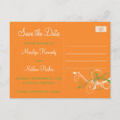 Orange Green White Floral Save the Date Post Card (Back)