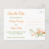 Orange Green White Floral Save the Date Post Card (Back)