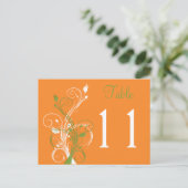 Orange Green White Floral Table Number Postcard (Standing Front)