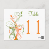 Orange Green White Floral Table Number Postcard (Back)