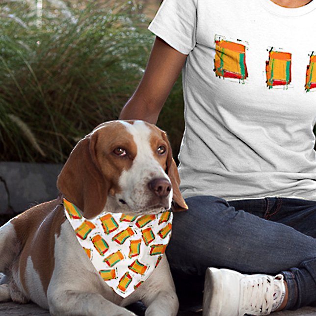 Orange Green White Matching Dog Bandana (Creator Uploaded)