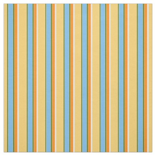 Orange Green Yellow Light Blue Stripes Pattern Fabric