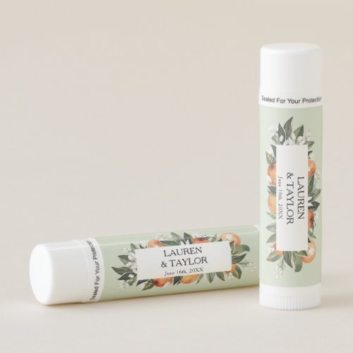 Orange Greenery Citrus Wedding Favors Lip Balm 