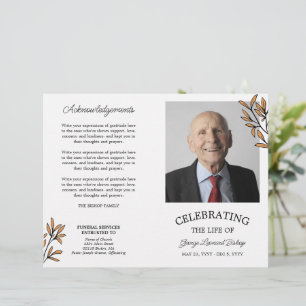 Orange Greenery Photo Celebration of Life Funeral