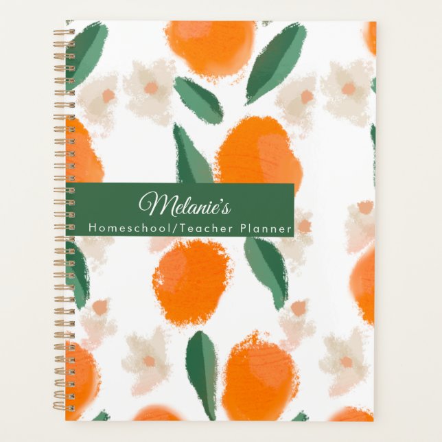 Orange Greenery Teacher School Homeschool Planner (Front)