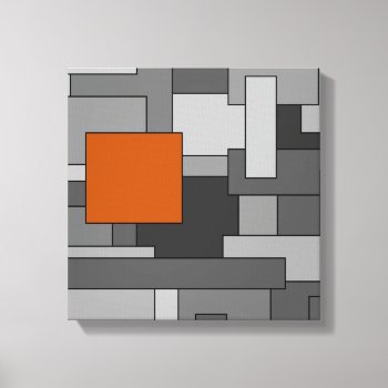 Orange Grey Abstract Geometric Art Canvas Print by JoLinus at Zazzle