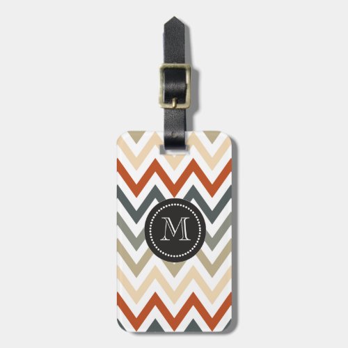 Orange Grey Chevron Geometric Designs Color Luggage Tag