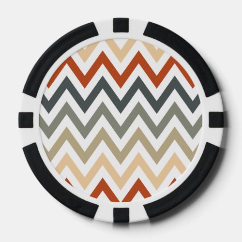 Orange Grey Chevron Geometric Designs Color Poker Chips