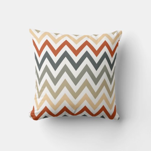 Orange Grey Chevron Geometric Designs Color Throw Pillow