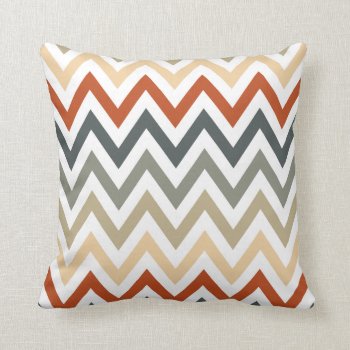 Orange Grey Chevron Geometric Designs Color Throw Pillow by SharonaCreations at Zazzle