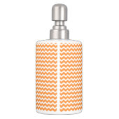 Orange Grey Chevron Pattern Soap Dispenser & Toothbrush Holder (Back)