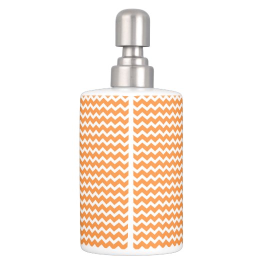 Orange Grey Chevron Pattern Soap Dispenser & Toothbrush Holder (Back)