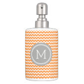 Orange Grey Chevron Pattern Soap Dispenser & Toothbrush Holder (Front)